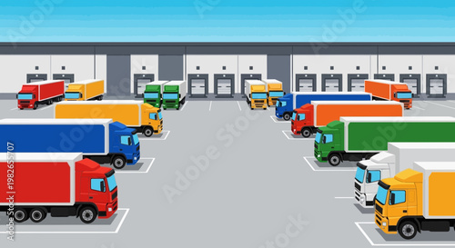 Semi Trucks Parked in Lot.