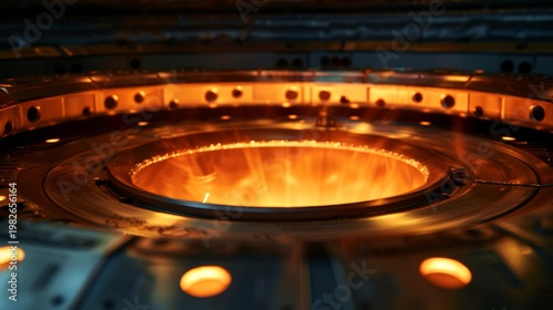 A close-up of a high-power plasma heating element in a nuclear fusion reactor, illustrating the intense energy required to initiate the fusion process