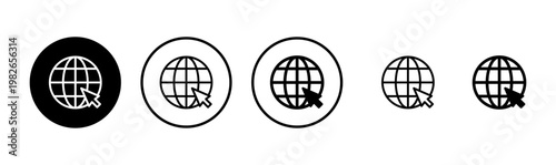 Web icon logo design. go to web sign and symbol. web click icon. Global search icon