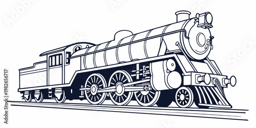 Minimalist steam locomotive train graphic design with transport systems old fashioned traveling by train locomotive engine railway transport locomotive railroad transportation transport