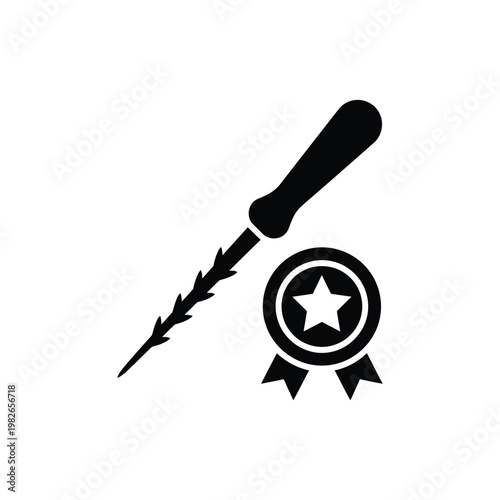 Black felting needle with star badge sharp tool