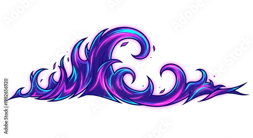 Artistic, Glowing, Abstract Wave Illustration with Purple and Blue Tones