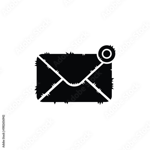 Black envelope with white outline and notification dot