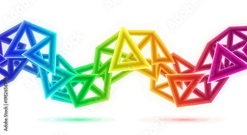 Abstract Rainbow Geometric Shape Wave Connected Through Space For Digital Art Background