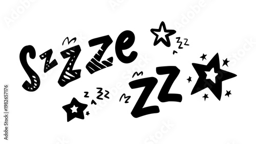 Hand drawn doodle sleeping z letters and stars illustration with handdrawn illustration sleeping creative decoration isolated whimsical character imagination nighttime dreaming