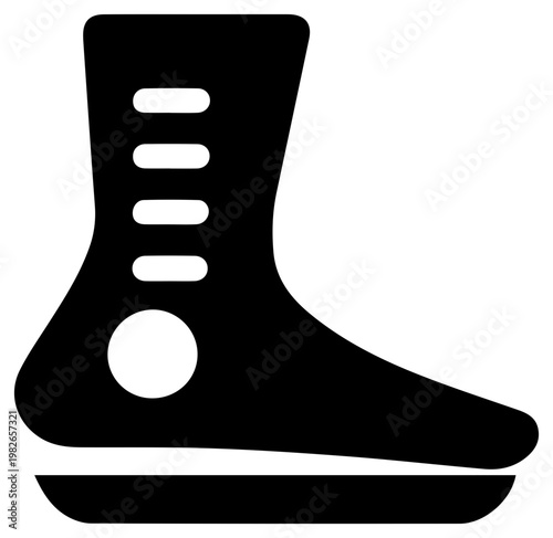 Solid black filled icon representing an ankle sprain injury medical symbol for pain discomfort and physical therapy healthcare concept for joint damage and recovery clean vector