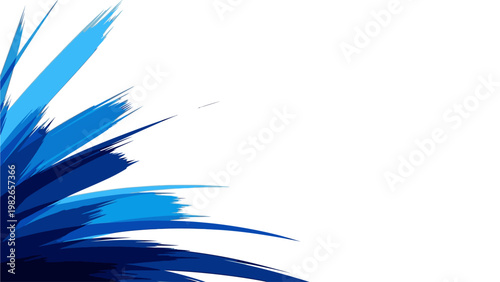 Close-up of blue palm fronds against a white background with a shallow depth of field and cool tones.