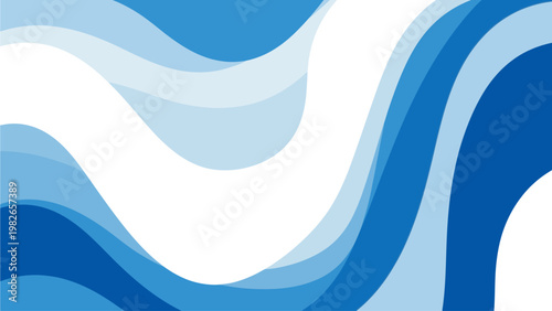 Abstract blue wave pattern on a white background with varying shades of blue in a graphic design