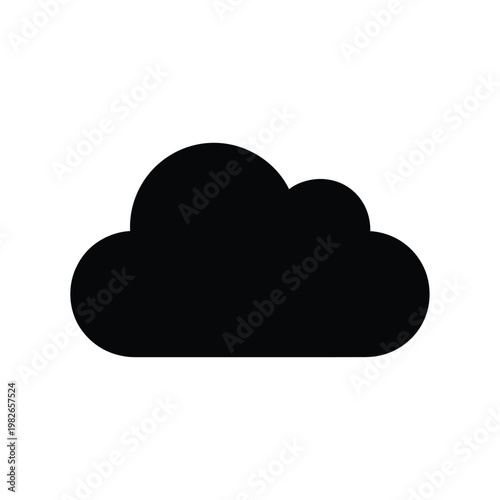 Black silhouette of a cloud, isolated on white background