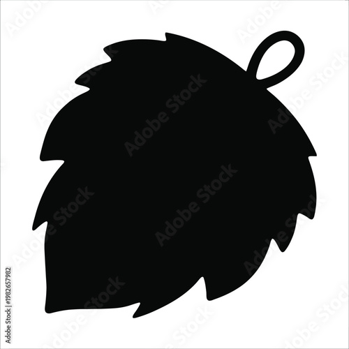 Black silhouette of a leaf with a loop for hanging