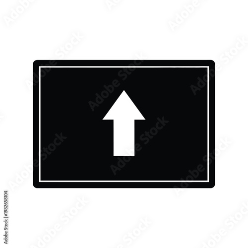 Black rectangle with centered white upward arrow