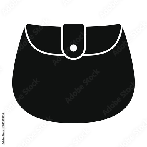 Black silhouette of a felt pouch with a flap and button closure