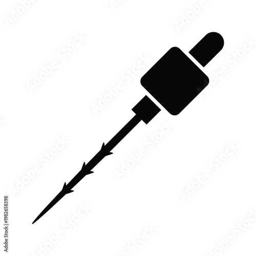 Silhouette of a felting needle with spiked tip and cylindrical handle