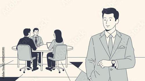 Business Meeting: Manager Oversees Team Discussion in Modern Office