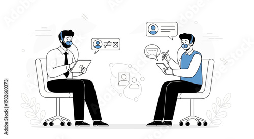 Business meeting with masks, remote communication, digital collaboration, teamwork