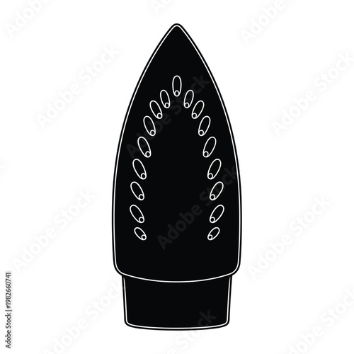 Black silhouette of a steam iron with holes and base