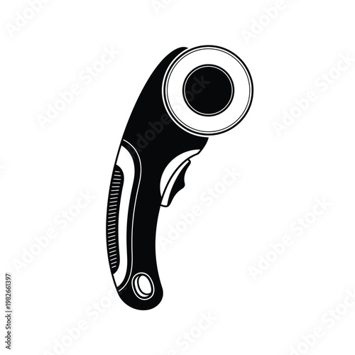Black and white rotary cutter silhouette tool