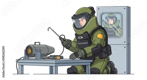 Bomb Disposal Training – Technician in Full Blast Suit Handling Device