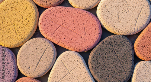 Colorful Textured Pebbles in Close-Up View
