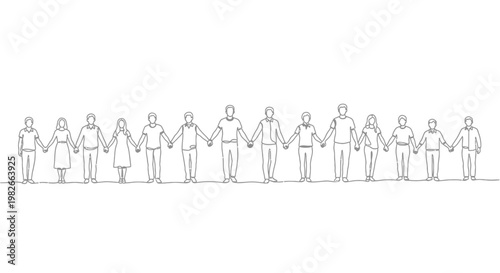 Diverse group of people holding hands.