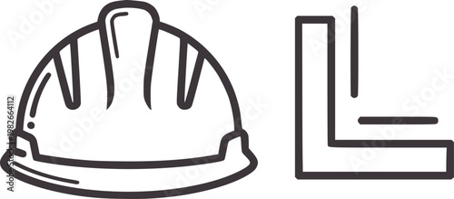Construction hard hat and L-shaped metal beam hardhat helmet safety industrial