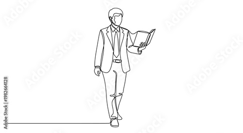 Businessman walking with briefcase in hand.