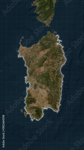 Sardinia Island Map Loop Animation in Vertical