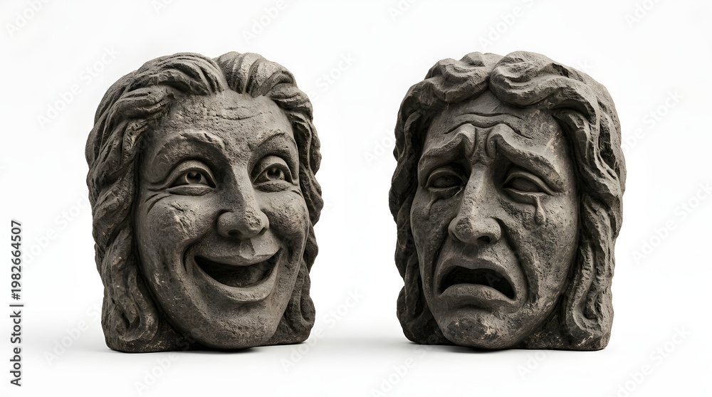 Obraz premium Classic Comedy and Tragedy Masks Depicting Joy and Sorrow