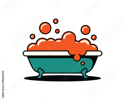 Bathtub overflows with bubbles and soap suds.