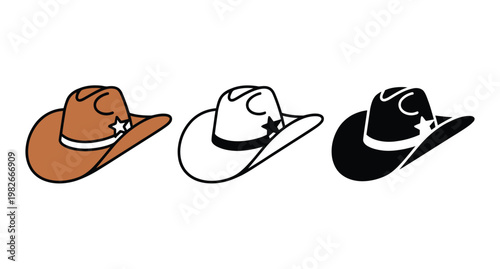 Cowboy hats appear in three variations.