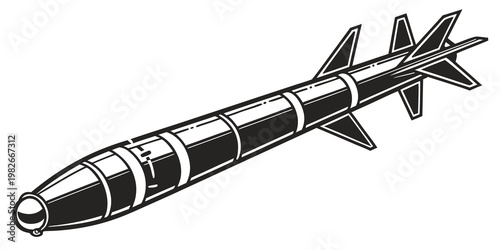 Tableau sur toile Detailed illustration of a military missile with air force military projectile a