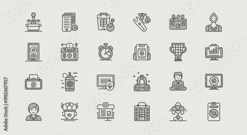 Black and white business icons.