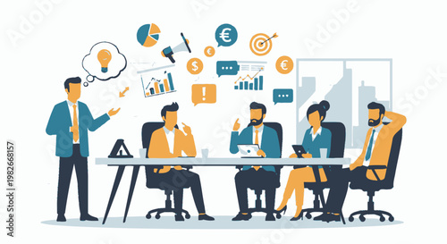 Business people sitting at meeting table.