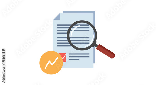 Magnifying glass on document search.
