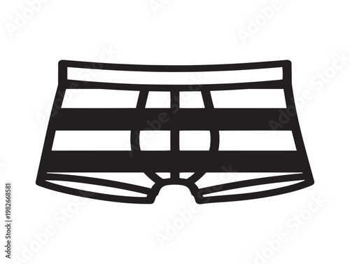 Black and white illustration of men's boxer briefs a simple clothing item design