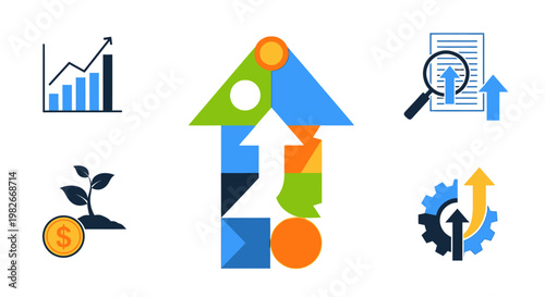 Business Growth and Financial Success Icons.