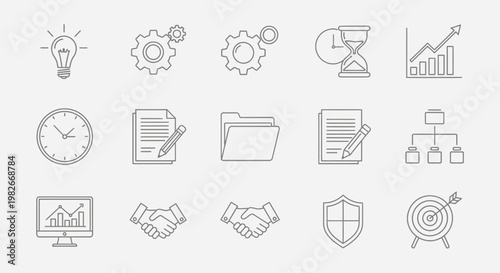 Business icons set for company concepts.