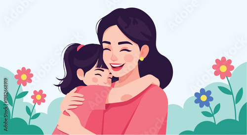 Mother Embracing Little Girl 1.