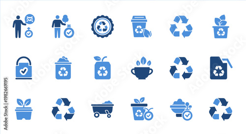 Recycling Icons: Sustainability, Eco-Friendly, Green Living, Waste Management