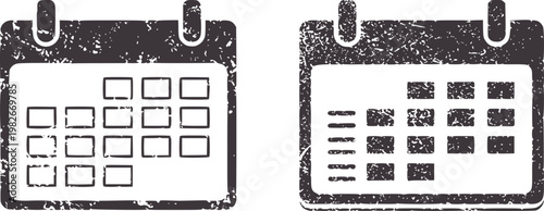 Two distressed grey calendar showing different date layouts schedule planning time