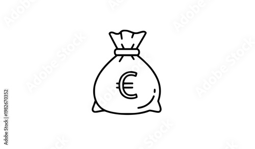 A minimalist vector graphic of a money bag with a Euro symbol