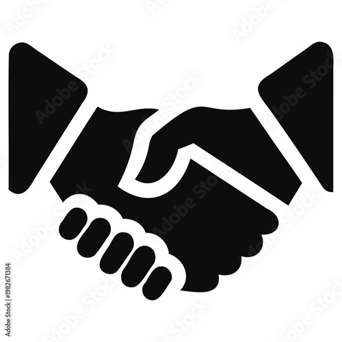 Professional handshake icon depicted as a clean vector graphic design element to represent successful business deals and partnership agreements in corporate environments