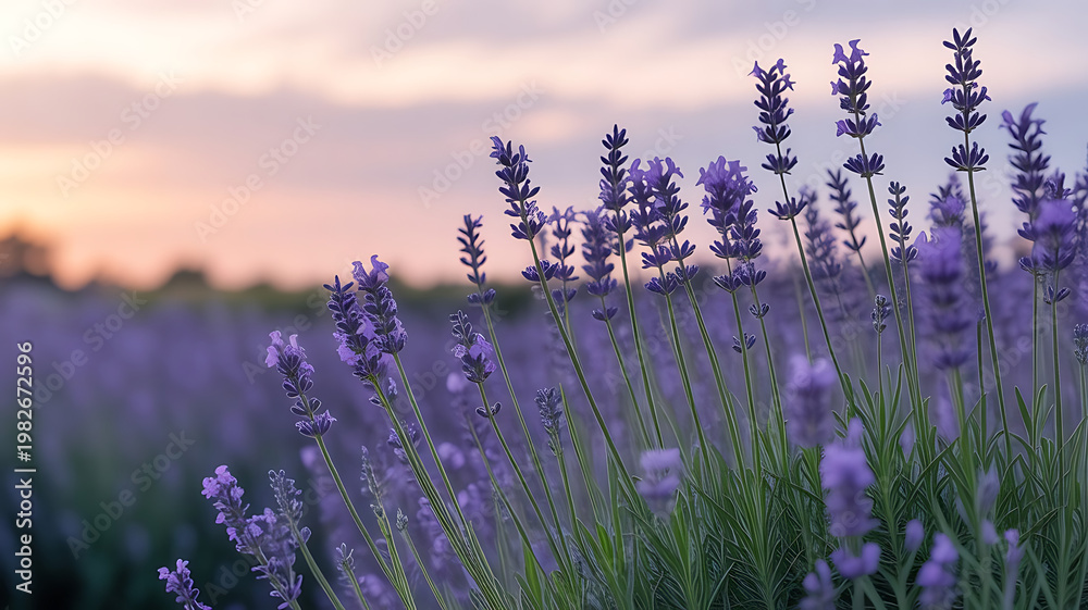 Fototapeta premium lavender field at sunset