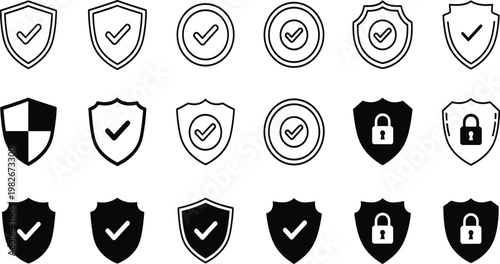 black shield icon with white checkmark