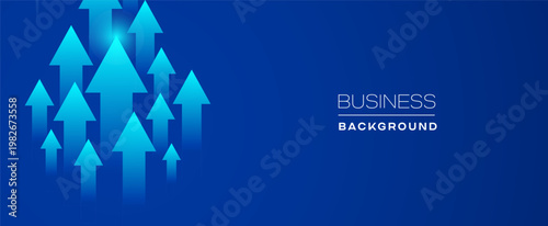 Business arrow finance growth on blue background vector. Digital technology fantastic design with graph trading stock finance increase. Arrows moving up investment strategy to success.