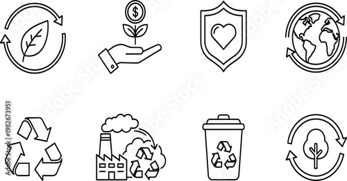 Hand drawn recycle symbol eco friendly concept outline