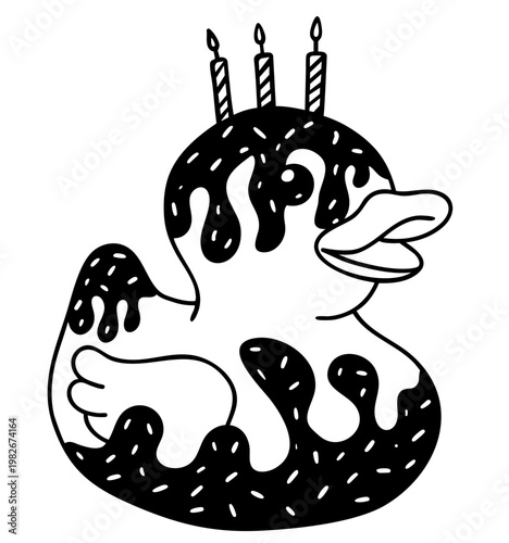 Birthday Cake Rubber Duck Bath Toy with Frosting Glaze, Sprinkles and Candles, Cute Party Duck