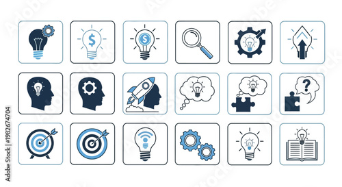 Innovation, Idea Generation, Strategy, and Success Icons Set