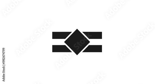 Minimalist black diamond shape with horizontal bars on white background.