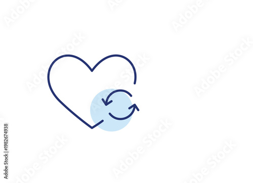 Heart and renew arrows. Health update, care renewal, wellness cycle. Pixel perfect, editable stroke vector icon